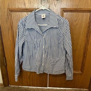 CABI Blue & white stripe button up top